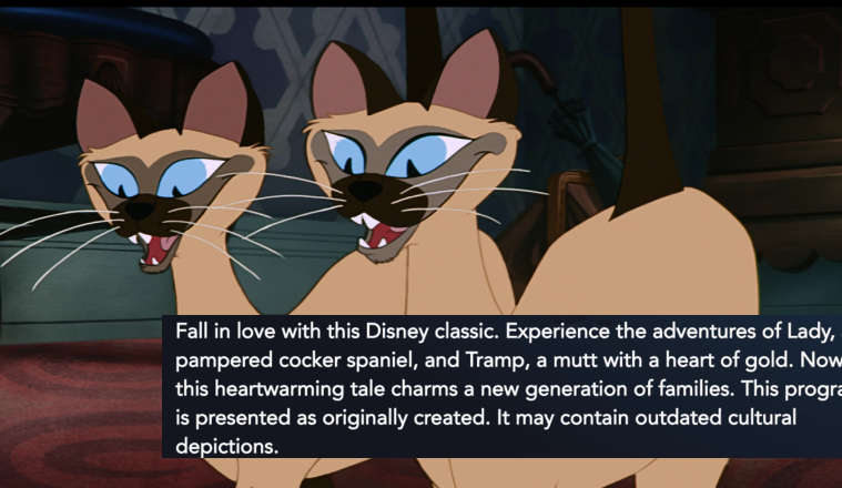 Disney Adds Outdated Cultural Depictions Warning For Lady And The Tramp Stream lady and the tramp nov. lady and the tramp